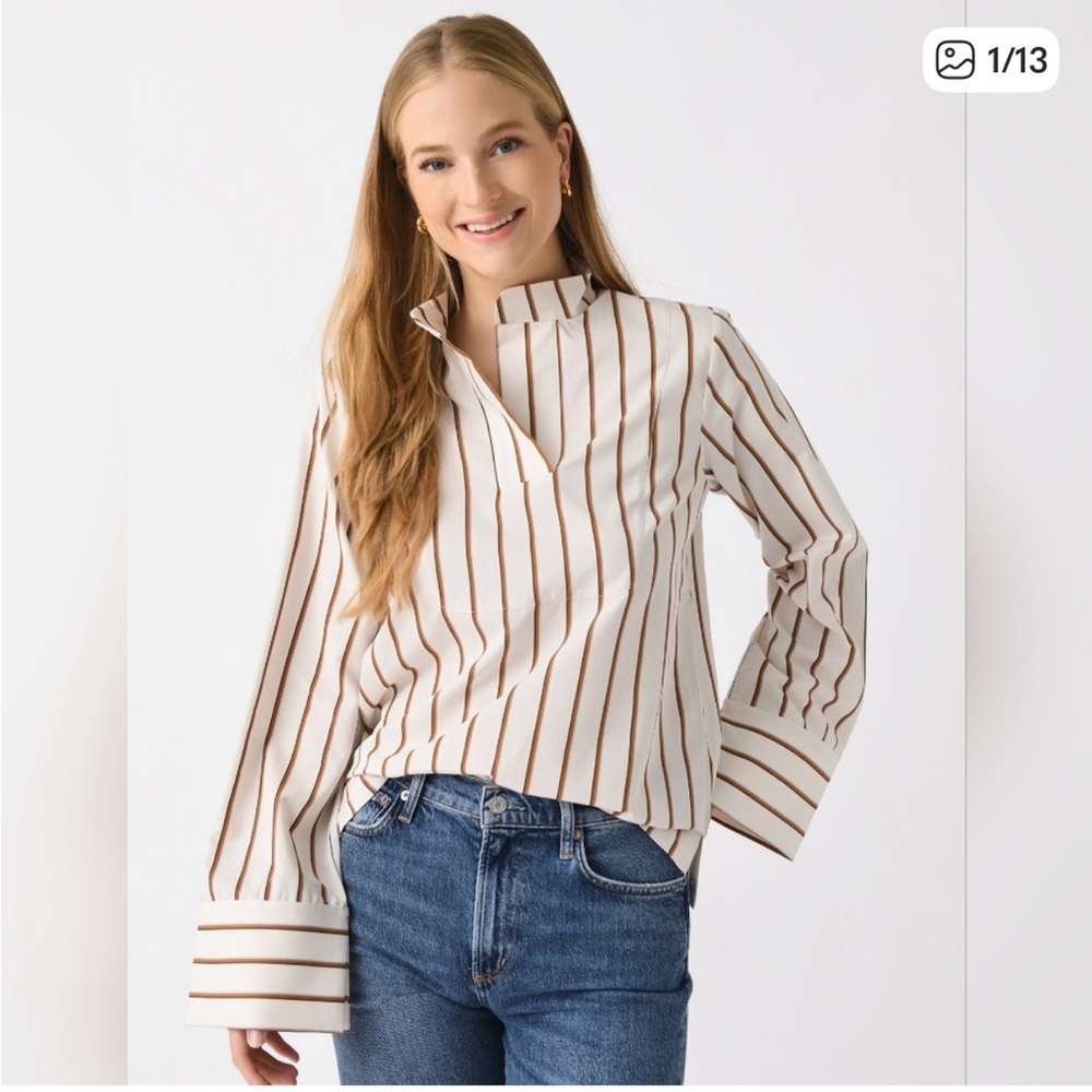 Destree Ecru and Camel Paavo Stripes Top